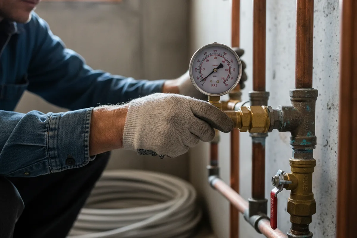 Pressure testing a repaired line during Water Line Repair in Brooklyn